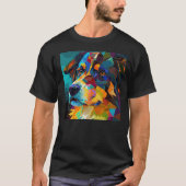 Cute Kleurrijke Abstracte Hond T-shirt (Voorkant)