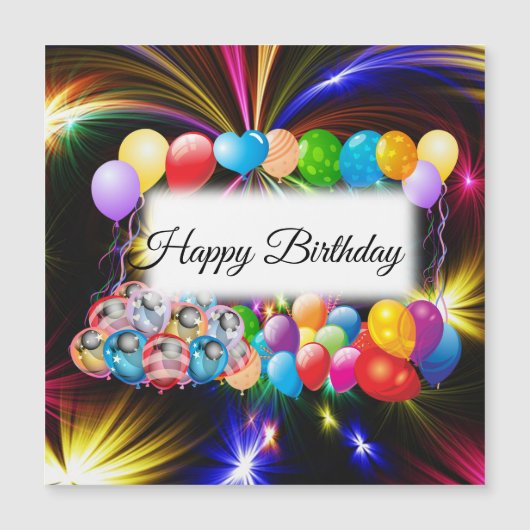 Cute, kleurrijke ballonnen, Fireworks, Birthday (Voorkant)