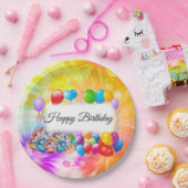 Cute, kleurrijke ballonnen, Fireworks, Birthday Papieren Bordje (Feest)