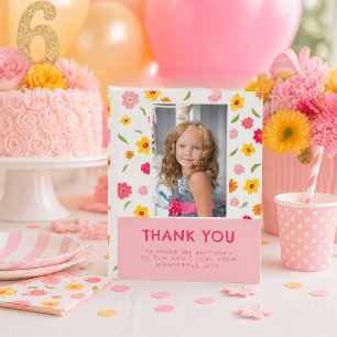 Cute Kleurrijke Bloemen Verjaardag Kinderen Meisje Briefkaart