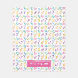 Cute Kleurrijke Cijfers Patroon Kinderen Naam Fleece Deken