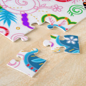 Cute kleurrijke decoratieve bloemen patronen legpuzzel (Zijkant)