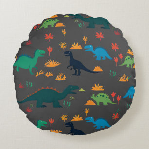 Cute Kleurrijke Dinosaurussen Patroon Rond Kussen