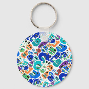 Cute kleurrijke gezichts patronen monsters Case-Ma Sleutelhanger