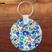 Cute kleurrijke gezichts patronen monsters Case-Ma Sleutelhanger (Voorkant)