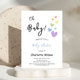 Cute & Kleurrijke Hartjes Baby Shower Kaart