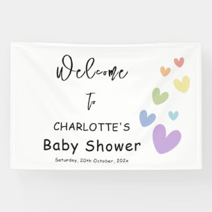 Cute & Kleurrijke Hartjes Baby Shower Spandoek