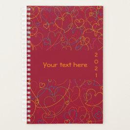 Cute Kleurrijke Hartjes Patroon - Hartjes Net-Rode Planner