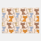 Cute Kleurrijke Katten Inpakpapier Vel Set (Voorkant)