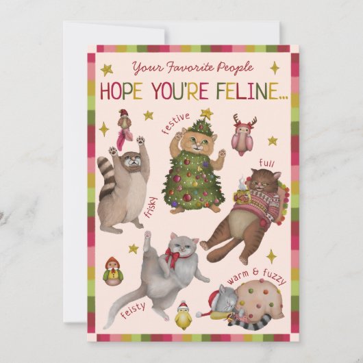 Cute Kleurrijke Kattenliefhebber Gevoelens Grafiek Feestdagenkaart (Voorkant)