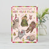 Cute Kleurrijke Kattenliefhebber Gevoelens Grafiek Feestdagenkaart (Staand voorkant)