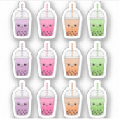 Cute Kleurrijke Kawaii Boba Theekopjes Bujo Planne Sticker (Voorkant)