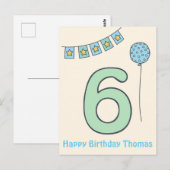 Cute Kleurrijke Kids 6e Verjaardag Briefkaart (Voorkant / Achterkant)