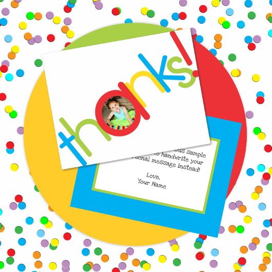 Cute Kleurrijke Kinderen Foto Bedankt Bedankkaart