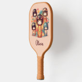 Cute Kleurrijke Kokeshi Poppen Pickleball Paddle (Links)