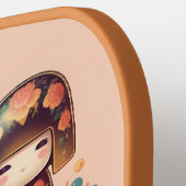 Cute Kleurrijke Kokeshi Poppen Pickleball Paddle (Links Detail)
