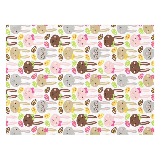 Cute Kleurrijke Konijn & Eieren Pasen Brunch Tafelkleed (Voorkant (Horizontaal))