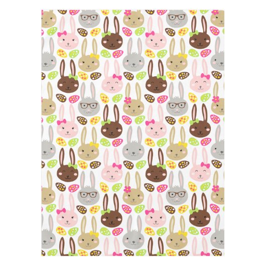 Cute Kleurrijke Konijn & Eieren Pasen Brunch Tafelkleed (Voorkant)