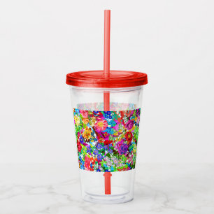 Cute kleurrijke magische bloemen All-Over-Print T- Acryl Drinkbeker