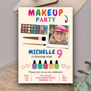 Cute Kleurrijke Make-up Feest Meisjes Verjaardagsu Kaart