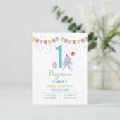 Cute Kleurrijke Octopus Ballon Banners 1e Verjaard Briefkaart (Staand voorkant)