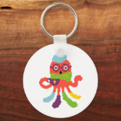Cute kleurrijke pixelachtige zieke octopus kussens sleutelhanger (Voorkant)