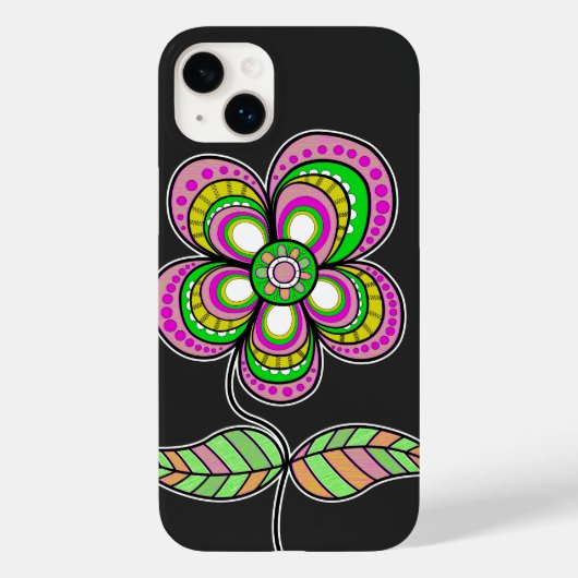 Cute Kleurrijke Retro Bloem Illustratie Case-Mate iPhone Case (Achterkant)