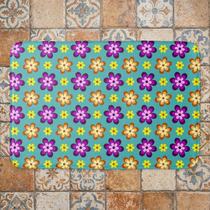 Cute Kleurrijke Retro Bloemen Grote Badmat