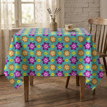 Cute Kleurrijke Retro Bloemen Kleine Tafelkleed