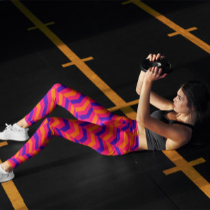 Cute Kleurrijke Streep Chevron Workout Roze  Leggings
