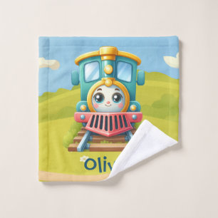 Cute Kleurrijke Trein Kinderen Washandje