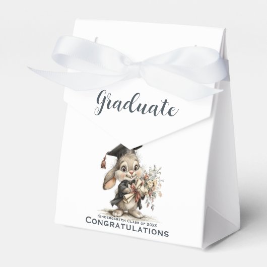 Cute kleuterschool afstudeerkonijn ontwerp bedankdoosjes (Voorkant Zijde)