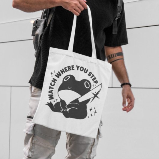 Cute Knife Frog Tote Bag