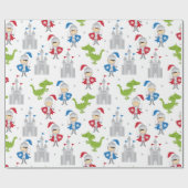 Cute Knight and Castles Wrapping Paper Cadeaupapier (Vlak)