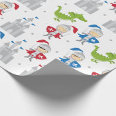Cute Knight and Castles Wrapping Paper Cadeaupapier (Hoek)