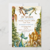 Cute Knight Dragon Castle Birthday Party Kids Kaart (Voorkant)