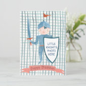 Cute knight personalized Photo Birthday Feestdagenkaart (Staand voorkant)