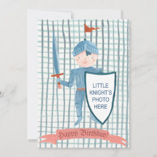 Cute knight personalized Photo Birthday Feestdagenkaart
