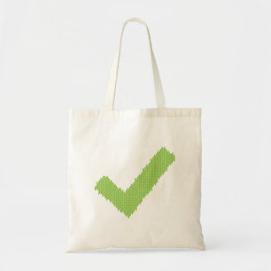 Cute Knited Green Check Mark-Canvas tas