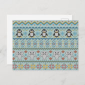 Cute Knits Penguin and Seal Pattern Briefkaart (Voorkant / Achterkant)