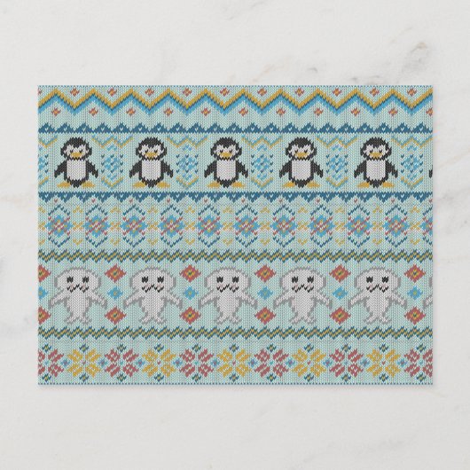 Cute Knits Penguin and Seal Pattern Briefkaart (Voorkant)