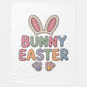Cute Knitted Bunny Easter Puff Texture Pastel Typo Fleece Deken (Voorkant)