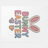 Cute Knitted Bunny Easter Puff Texture Pastel Typo Fleece Deken (Voorkant (Horizontaal))