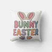 Cute Knitted Bunny Easter Puff Texture Pastel Typo Kussen (Voorkant)