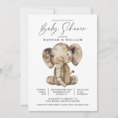 Cute Knitted Safari Elephant Baby Shower Kaart (Voorkant)