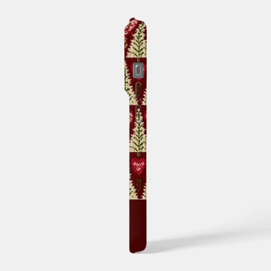 Cute Knitted Style Christmas Tree Pattern iPhone Hoesje (Linkerkant)