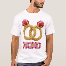 Cute knitted wedding rings and XOXO hugs design on T-shirt