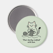 Cute Knitting Kitty Pastel Green Graphic Design Magneet (Voorkant / Achterkant)