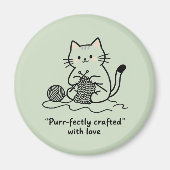 Cute Knitting Kitty Pastel Green Graphic Design Magneet (Voorkant)