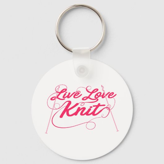 Cute Knitting Live Love Knit Quote Novelty Sleutelhanger (Voorkant)